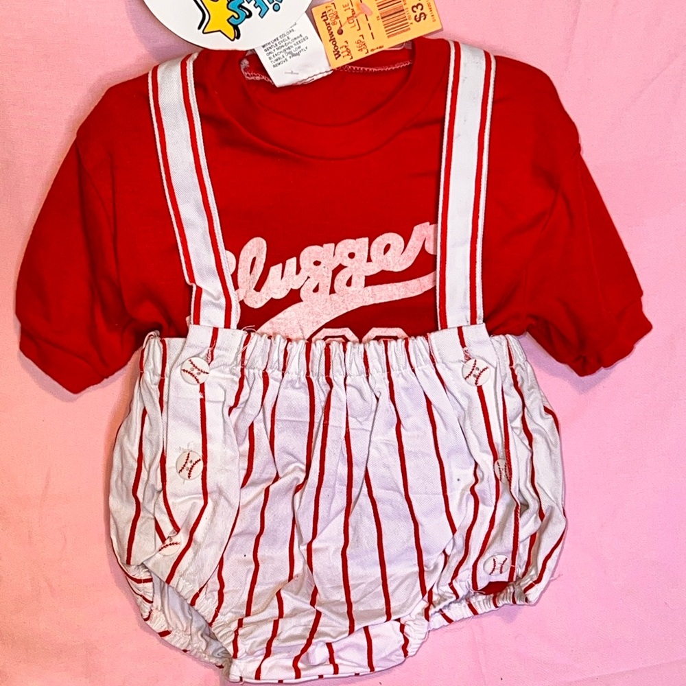 NEW Vintage 24 Month “Slugger 32” Baseball Outfit  - Cuties By Judy 1980s 1990s